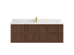 Sonoma Reeded Floating Teak 60 in. W x 22 in. D Single Sink Bathroom Vanity - photo 8