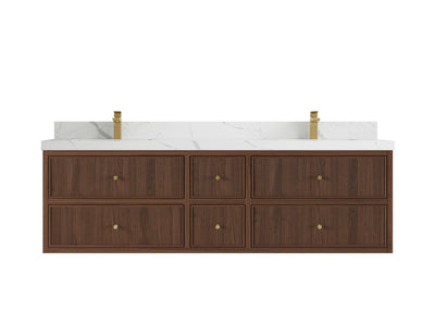 Sonoma Reeded Floating Teak 72 in. W x 22 in. D Double Sink Bathroom Vanity