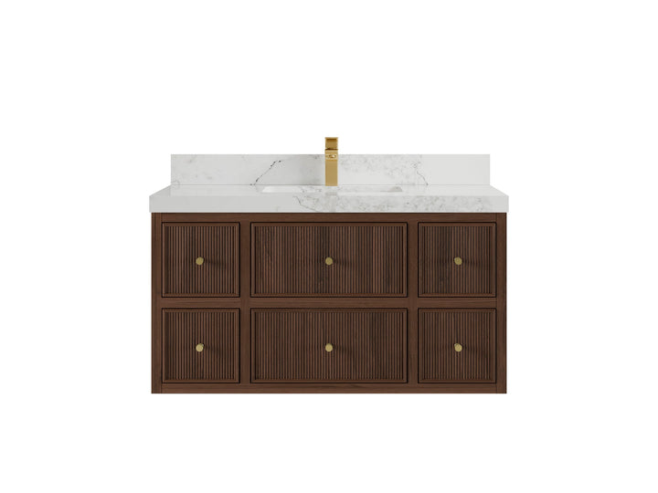 Sonoma Floating Teak 42 in. W x 22 in. D Single Sink Bathroom Vanity - photo 9