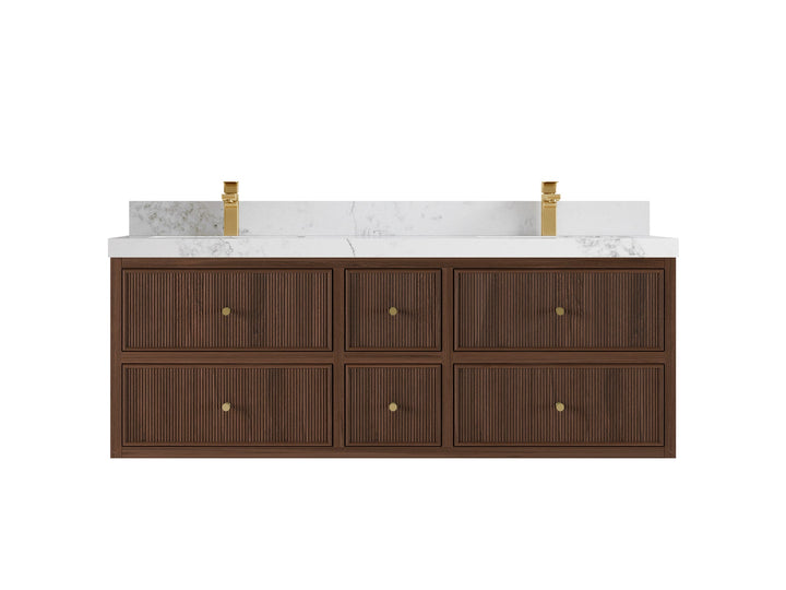 Sonoma Floating Teak 60 in. W x 22 in. D Double Sink Bathroom Vanity - photo 9