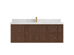 Sonoma Reeded Floating Teak 60 in. W x 22 in. D Single Sink Bathroom Vanity - photo 9