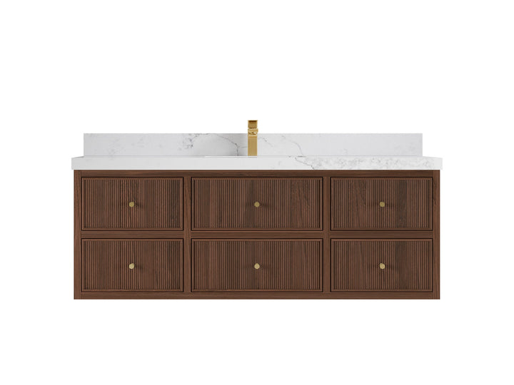 Sonoma Floating Teak 60 in. W x 22 in. D Single Sink Bathroom Vanity - photo 9