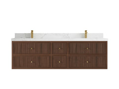 Sonoma Reeded Floating Teak 72 in. W x 22 in. D Double Sink Bathroom Vanity - photo 9