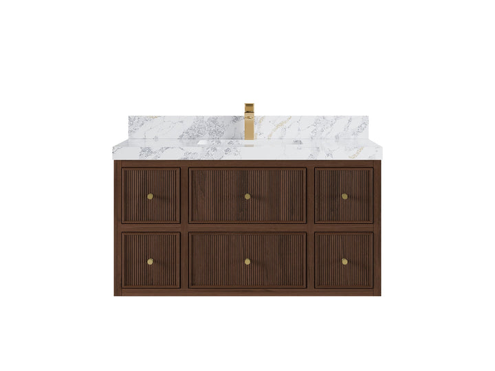 Sonoma Floating Teak 42 in. W x 22 in. D Single Sink Bathroom Vanity - photo 10