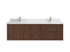 Sonoma Reeded Floating Teak 72 in. W x 22 in. D Double Sink Bathroom Vanity - photo 10