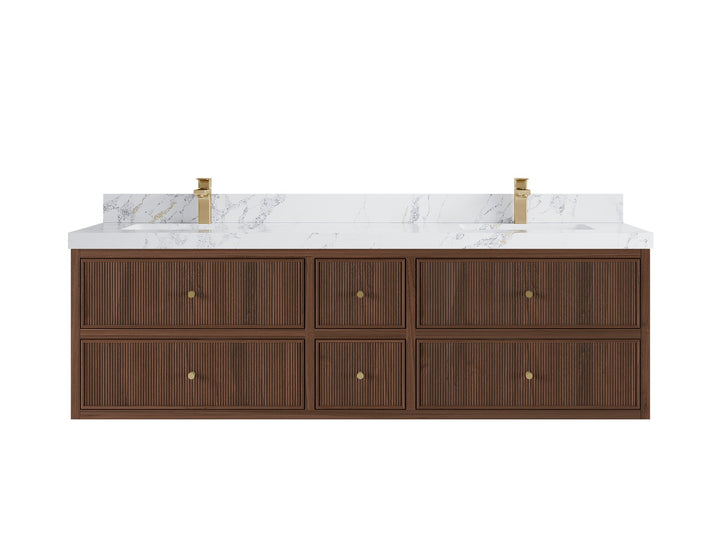 Sonoma Floating Teak 72 in. W x 22 in. D Double Sink Bathroom Vanity - photo 10