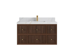 Sonoma Reeded Floating Teak 42 in. W x 22 in. D Single Sink Bathroom Vanity - photo 11
