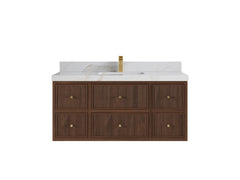 Sonoma Reeded Floating Teak 48 in. W x 22 in. D Single Sink Bathroom Vanity - photo 11