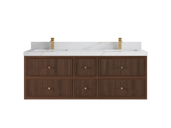 Sonoma Floating Teak 60 in. W x 22 in. D Double Sink Bathroom Vanity - photo 11
