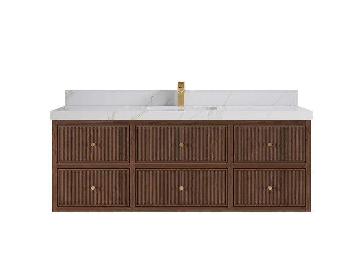 Sonoma Floating Teak 60 in. W x 22 in. D Single Sink Bathroom Vanity - photo 11