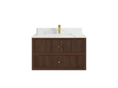 Sonoma Reeded Floating Teak 36 in. W x 22 in. D Center Sink Bathroom Vanity - photo 14