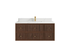 Sonoma Reeded Floating Teak 48 in. W x 22 in. D Single Sink Bathroom Vanity - photo 14