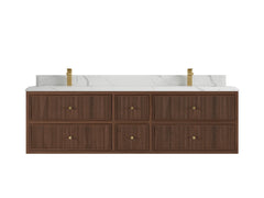 Sonoma Reeded Floating Teak 72 in. W x 22 in. D Double Sink Bathroom Vanity - photo 14