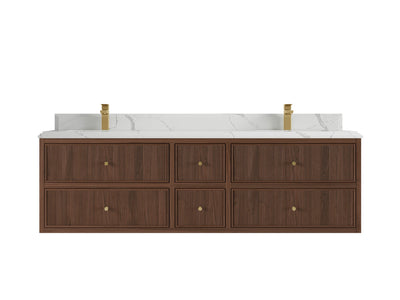 Sonoma Reeded Floating Teak 72 in. W x 22 in. D Double Sink Bathroom Vanity