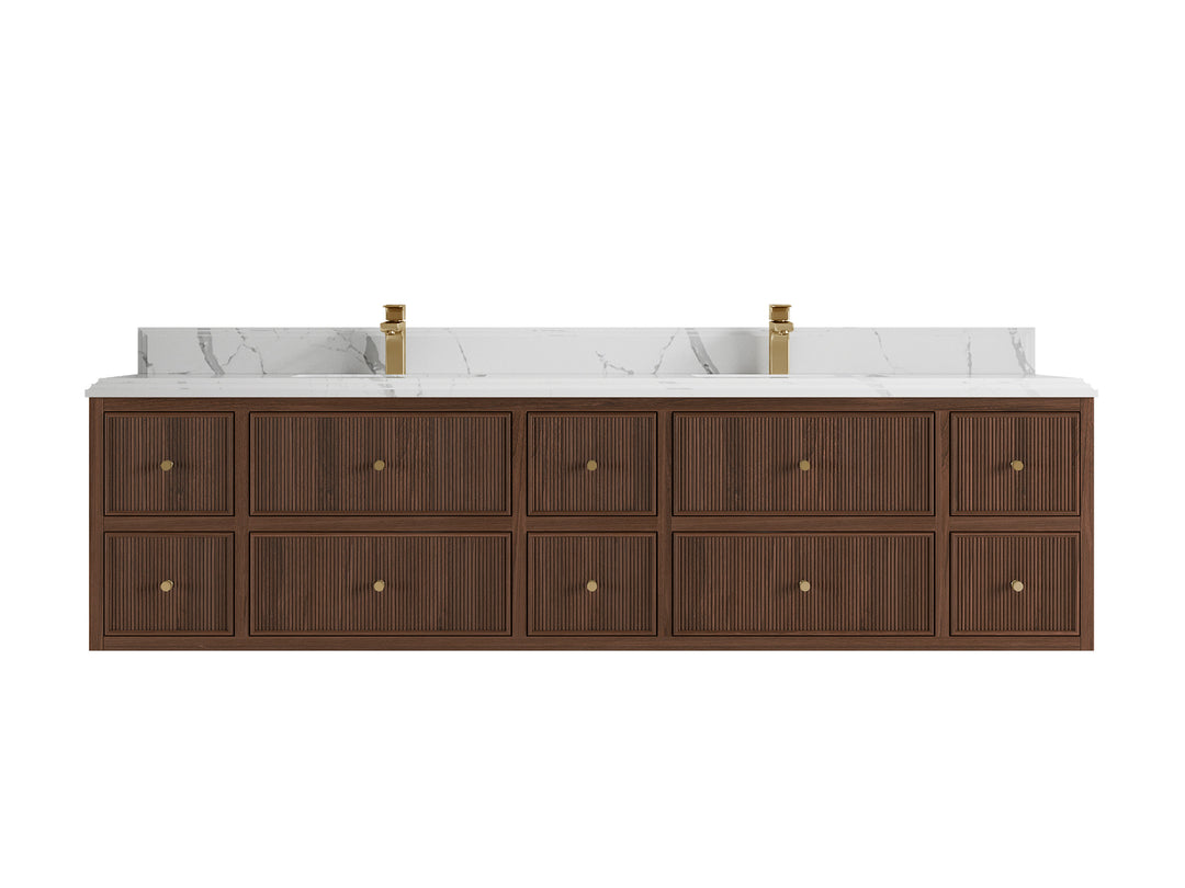 Sonoma Floating Teak 84 in. W x 22 in. D Double Sink Bathroom Vanity