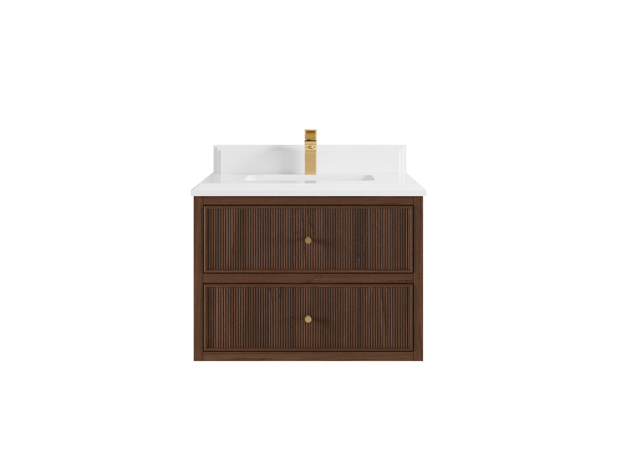 Sonoma Floating Teak 30 in. W x 22 in. D Single Sink Bathroom Vanity