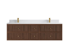 Sonoma Reeded Floating Teak 72 in. W x 22 in. D Double Sink Bathroom Vanity - photo 16