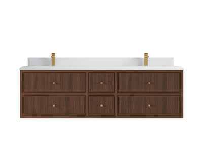 Sonoma Reeded Floating Teak 72 in. W x 22 in. D Double Sink Bathroom Vanity