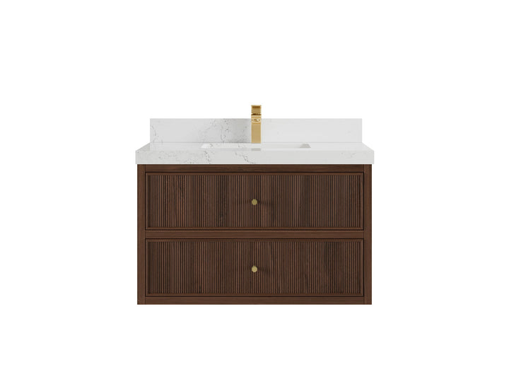 Sonoma Floating Teak 36 in. W x 22 in. D Center Sink Bathroom Vanity - photo 17