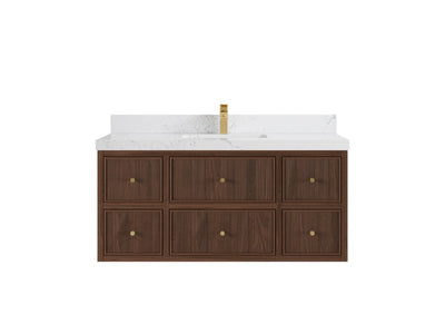 Sonoma Reeded Floating Teak 48 in. W x 22 in. D Single Sink Bathroom Vanity