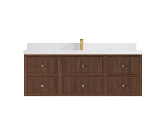Sonoma Reeded Floating Teak 60 in. W x 22 in. D Single Sink Bathroom Vanity - photo 17