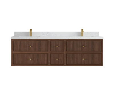 Sonoma Reeded Floating Teak 72 in. W x 22 in. D Double Sink Bathroom Vanity