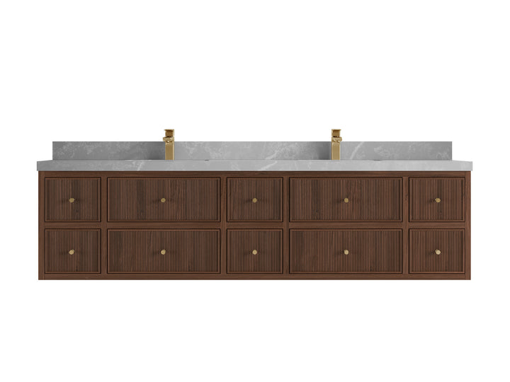 Sonoma Floating Teak 84 in. W x 22 in. D Double Sink Bathroom Vanity - photo 15