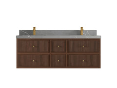 Sonoma Reeded Floating Teak 60 in. W x 22 in. D Double Sink Bathroom Vanity - photo 19