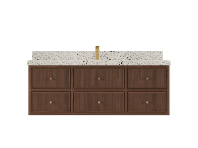 Sonoma Reeded Floating Teak 60 in. W x 22 in. D Single Sink Bathroom Vanity