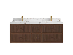 Sonoma Reeded Floating Teak 60 in. W x 22 in. D Double Sink Bathroom Vanity - photo 20