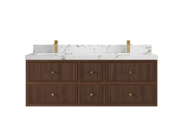 Sonoma Floating Teak 60 in. W x 22 in. D Double Sink Bathroom Vanity - photo 20