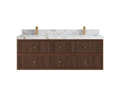 Sonoma Reeded Floating Teak 60 in. W x 22 in. D Double Sink Bathroom Vanity - photo 21