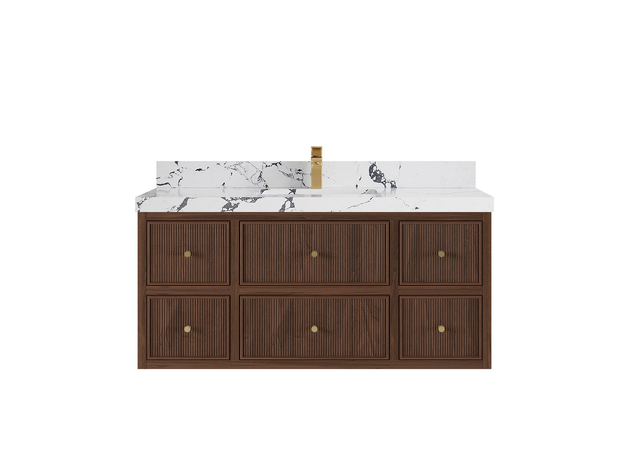 Sonoma Reeded Floating Teak 48 in. W x 22 in. D Single Sink Bathroom Vanity