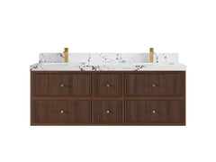 Sonoma Reeded Floating Teak 60 in. W x 22 in. D Double Sink Bathroom Vanity - photo 22