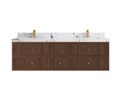 Sonoma Reeded Floating Teak 72 in. W x 22 in. D Double Sink Bathroom Vanity - photo 22