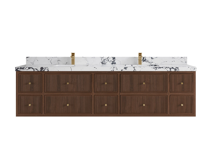 Sonoma Floating Teak 84 in. W x 22 in. D Double Sink Bathroom Vanity - photo 19