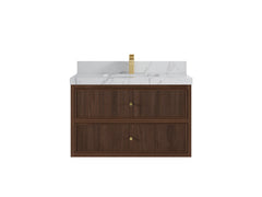 Sonoma Reeded Floating Teak 36 in. W x 22 in. D Center Sink Bathroom Vanity - photo 23