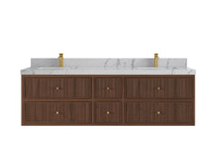 Sonoma Reeded Floating Teak 72 in. W x 22 in. D Double Sink Bathroom Vanity - photo 23