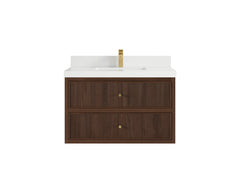 Sonoma Reeded Floating Teak 36 in. W x 22 in. D Center Sink Bathroom Vanity - photo 24