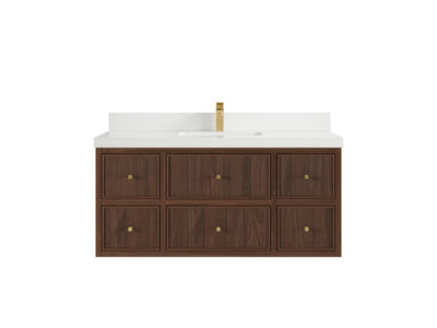 Sonoma Reeded Floating Teak 48 in. W x 22 in. D Single Sink Bathroom Vanity
