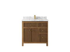 Sonoma Reeded Teak Wood 36 in. W x 22 in. D Center Sink Bathroom Vanity - photo 12