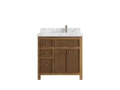Sonoma Reeded Teak Wood 36 in. W x 22 in. D Right Offset Sink Bathroom Vanity - photo 13