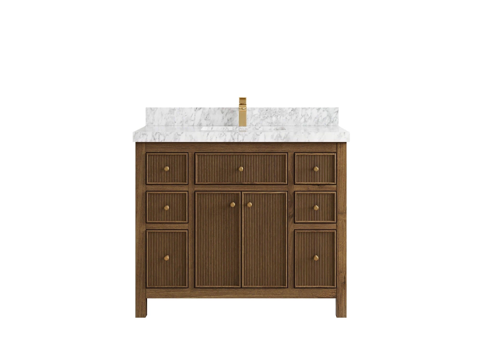 Sonoma Reeded Teak Wood 42 in. W x 22 in. D Single Sink Bathroom Vanity