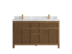 Sonoma Reeded Teak Wood 60 in. W x 22 in. D Double Sink Bathroom Vanity - photo 12