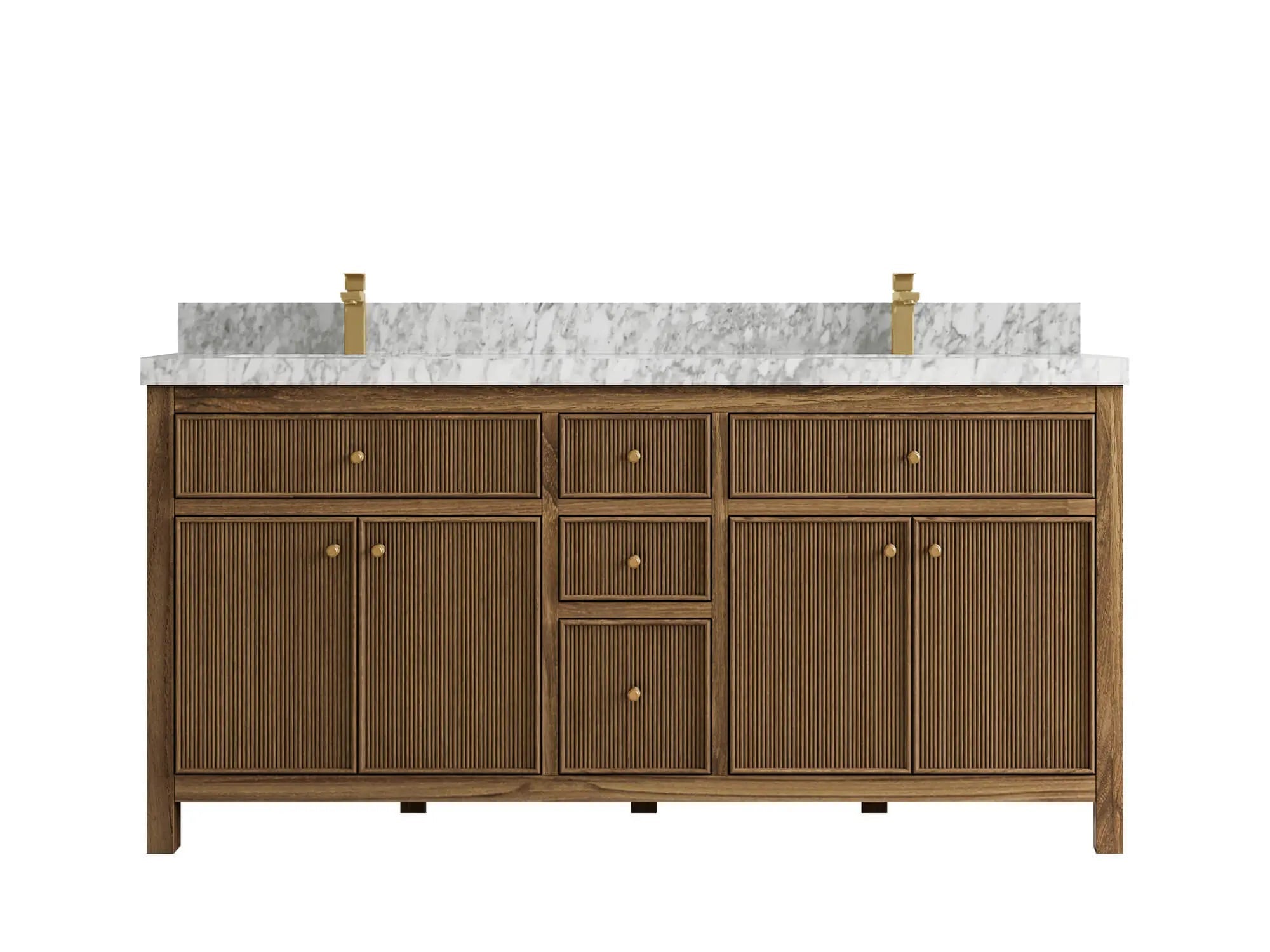 Sonoma Reeded Teak Wood 72 in. W x 22 in. D Double Sink Bathroom Vanity