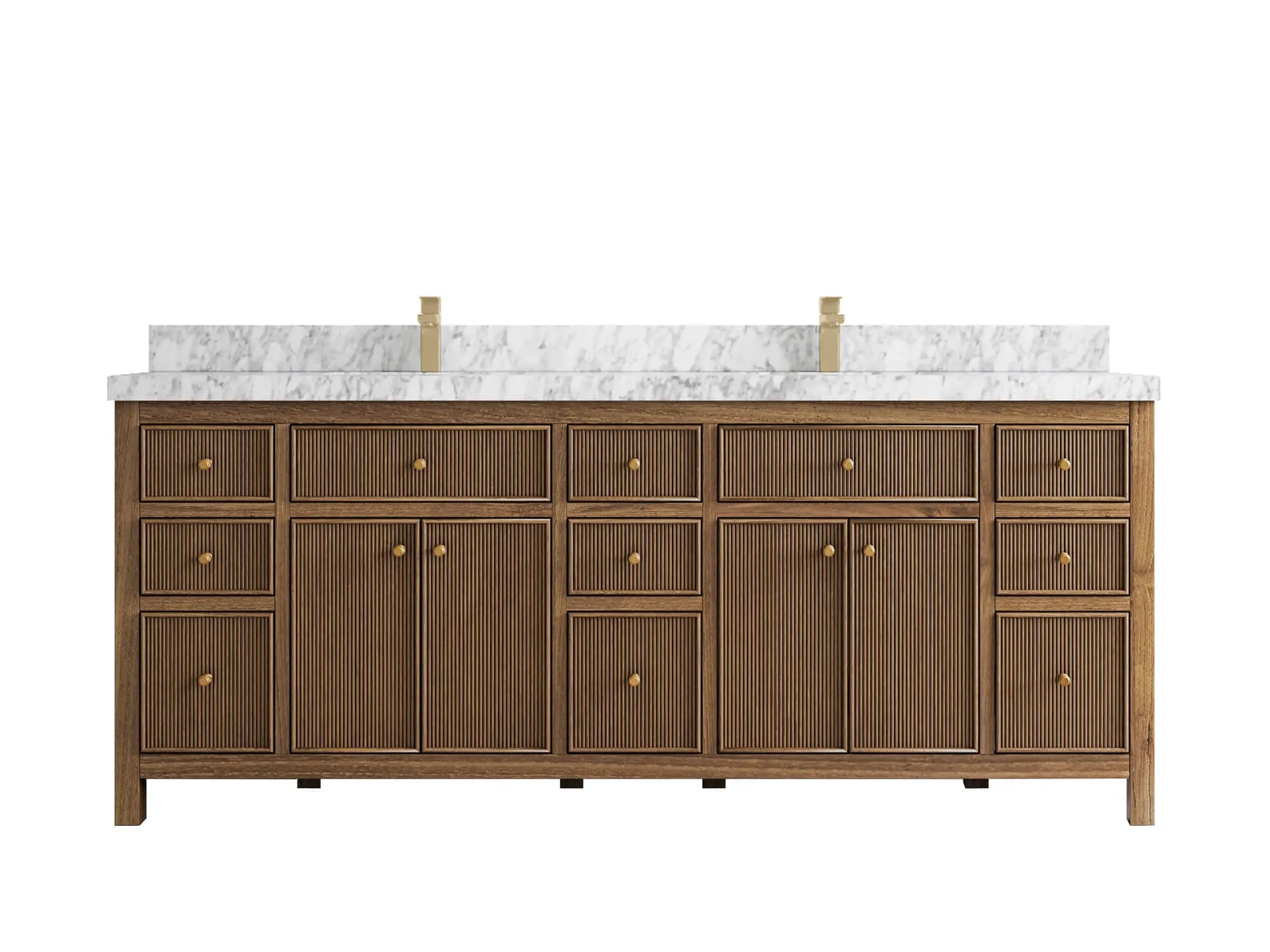 Sonoma Reeded Teak Wood 84 in. W x 22 in. D Double Sink Bathroom Vanity