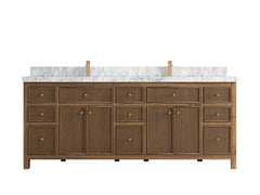 Sonoma Reeded Teak Wood 84 in. W x 22 in. D Double Sink Bathroom Vanity - photo 13