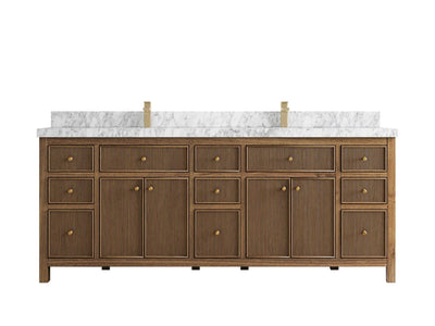 Sonoma Reeded Teak Wood 84 in. W x 22 in. D Double Sink Bathroom Vanity