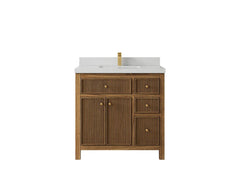 Sonoma Reeded Teak Wood 36 in. W x 22 in. D Center Sink Bathroom Vanity - photo 13