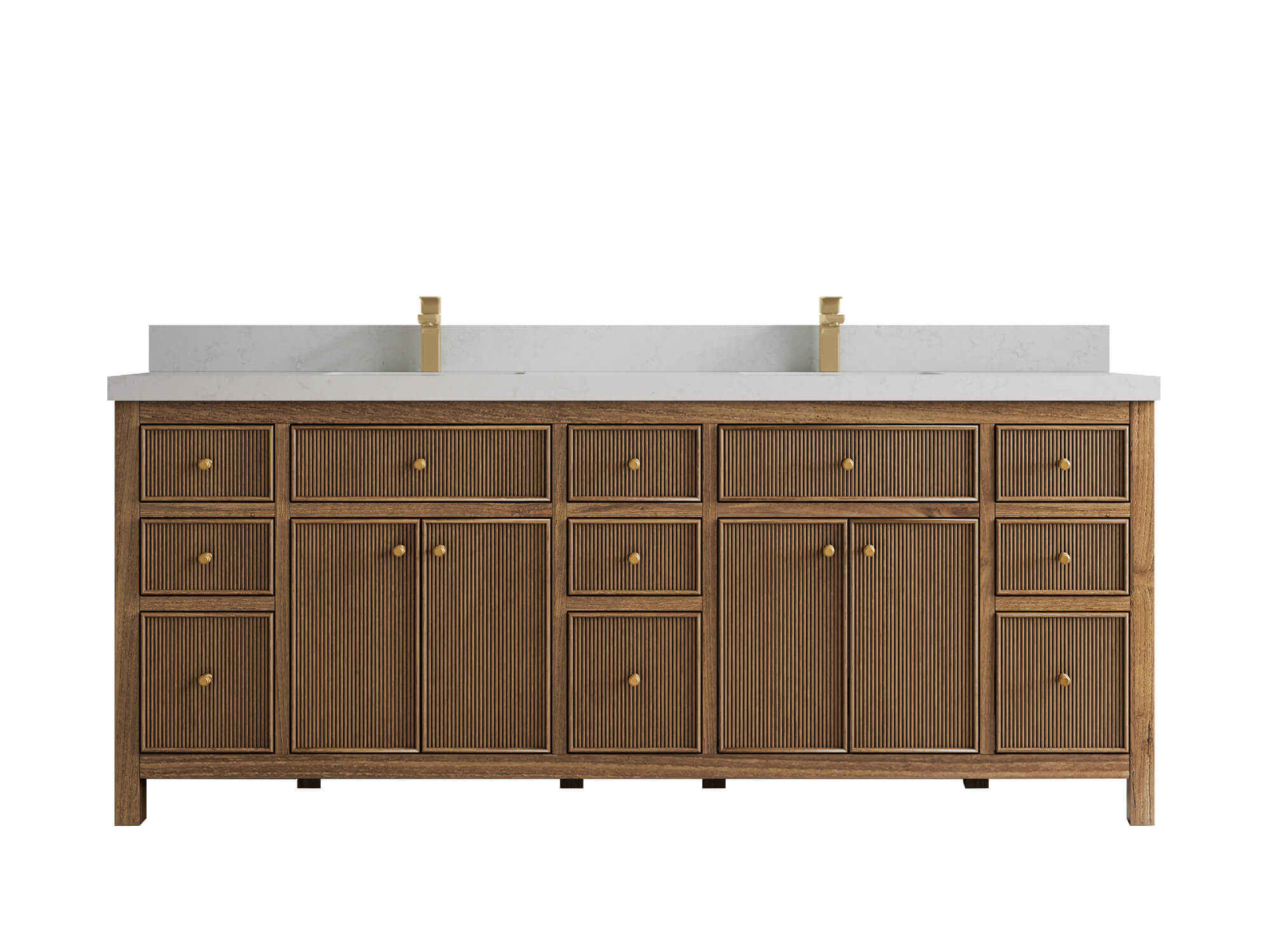 Sonoma Reeded Teak Wood 84 in. W x 22 in. D Double Sink Bathroom Vanity